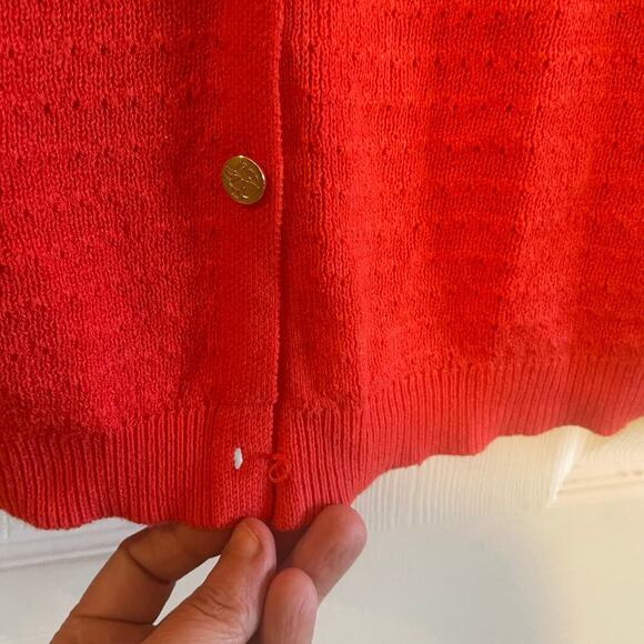 DRAPER JAMES Coral Gold Buttons Stitch Cardigan 1X *missing last button* - Picture 13 of 14